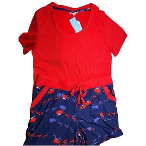 NWT LuLaRoe Dream Coral Women’s Pajama PJ Set Santa And Sleigh Size S (6-8)